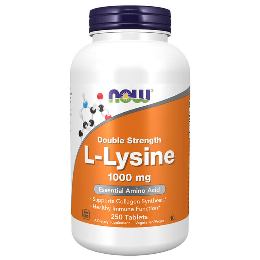 Now Foods L-Lysin, L-Lysin 1000 mg, 250 vegetarische Tabletten