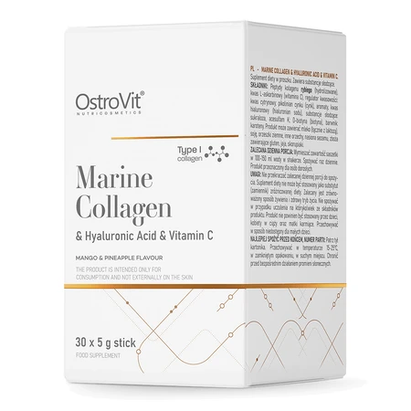 OstroVit Meereskollagen + Hyaluronsäure + Vitamin C, Kokosnuss- und Pfirsichgeschmack, 5 g x 30 Portionsbeutel