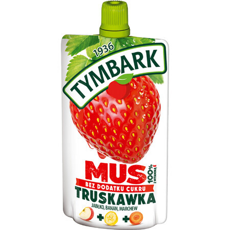 Tymbark Mousse in tube 100%, aardbeien, appels, bananen, wortelen, zonder toegevoegde suiker, 120 g