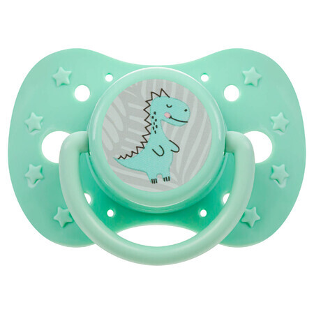 AKUKU, pacifier, silicone, symmetrical, Dino, mint, A0588, 6-12 months, 1 piece