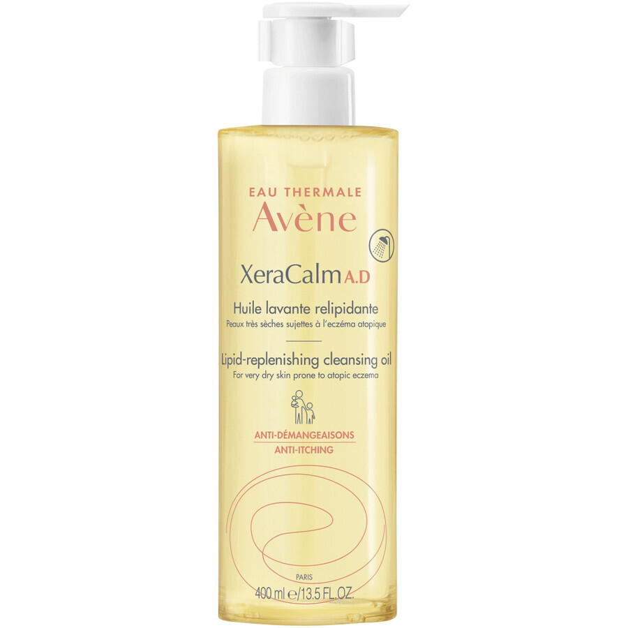 Avene XeraCalm A.D., reinigendes und rückfettendes Öl, trockene, zu Atopie und Juckreiz neigende Haut, 400 ml