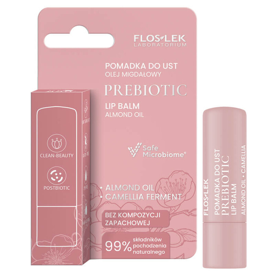 Floslek Laboratorium Prebiotic, Lippenstift, Mandelöl, 4 g