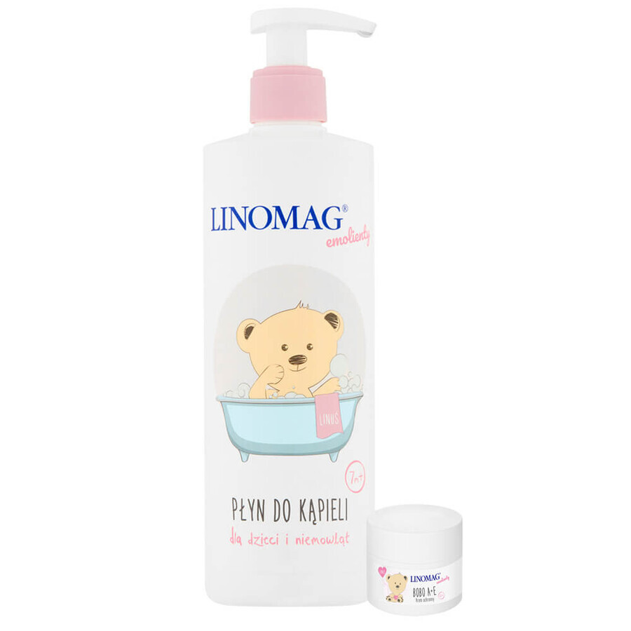 Linomag Emolients, badlotion voor baby's en kinderen vanaf 7 maanden, 400 ml + beschermingscrème, 15 ml gratis