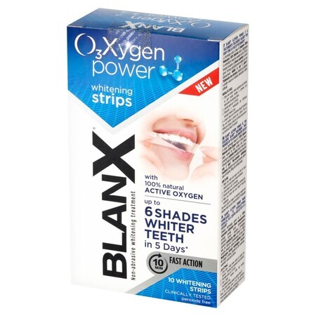 BlanX O3X strisce sbiancanti per denti con ossigeno attivo, 10 pezzi