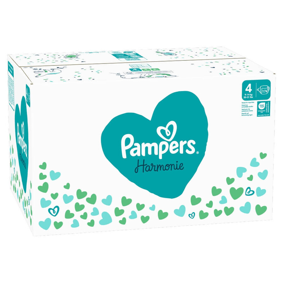 Pampers Harmonie, pannolini, taglia 4, 9-14 kg, 174 pezzi