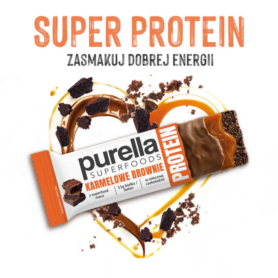 Purella Superfoods Protein, Proteinriegel, Karamell-Brownie, 45 g