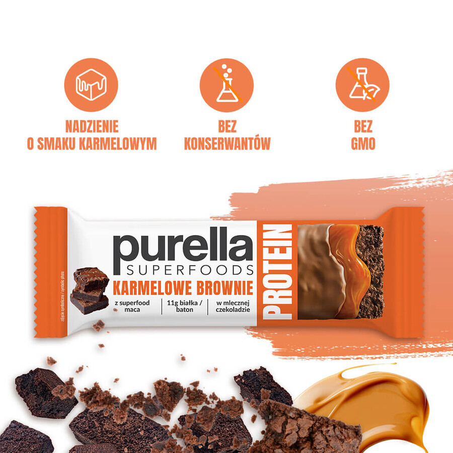 Purella Superfoods Protein, Proteinriegel, Karamell-Brownie, 45 g