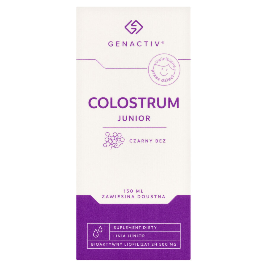 Genactiv Colostrum Junior Junior Schwarzer Holunder, Suspension zum Einnehmen, ab 3 Jahren, 150 ml