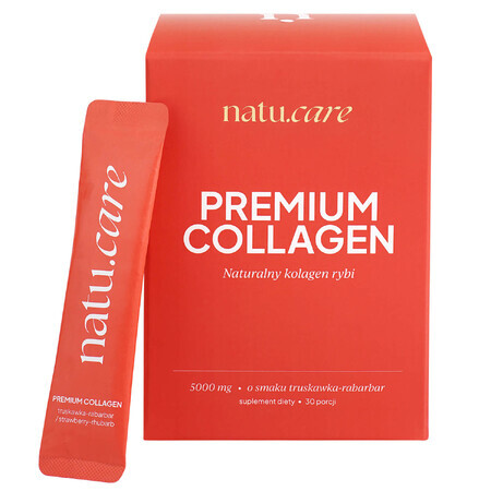 Natu.Care Premium Collagen 5000 mg, Erdbeer-Rhabarber-Geschmack, 30 Portionsbeutel