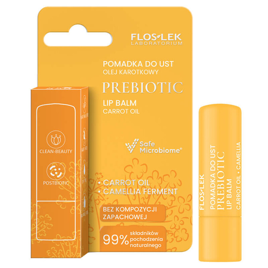 Floslek Laboratorium Prebiotic, lipstick, carotene oil, 4 g