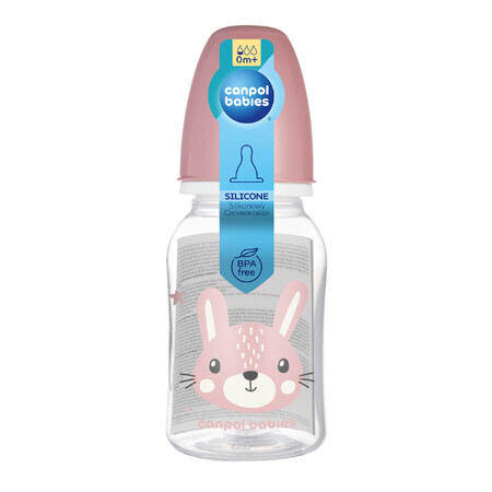 Canpol Baby's, smalle fles, Schattige dieren, roze, vanaf de geboorte, 120 ml