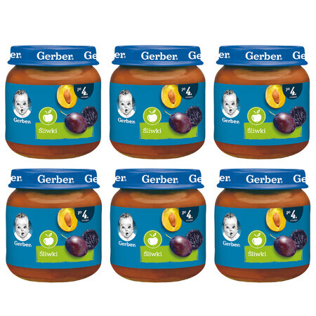 Gerber Dessert-Set, Pflaumen, nach 4 Monaten, 6 x 125 g