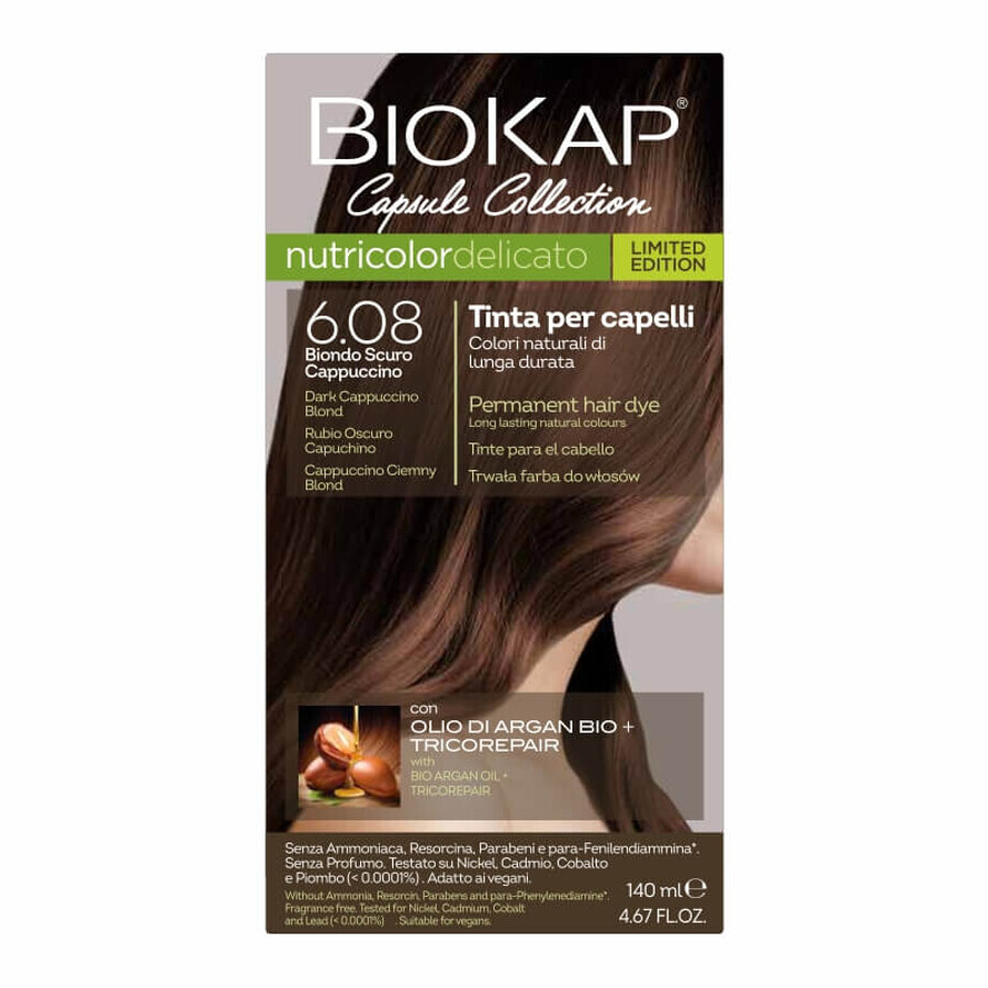 Biokap Nutricolor Delicato, Haarfarbe, 6.08 Cappuccino dunkelblond, 140 ml