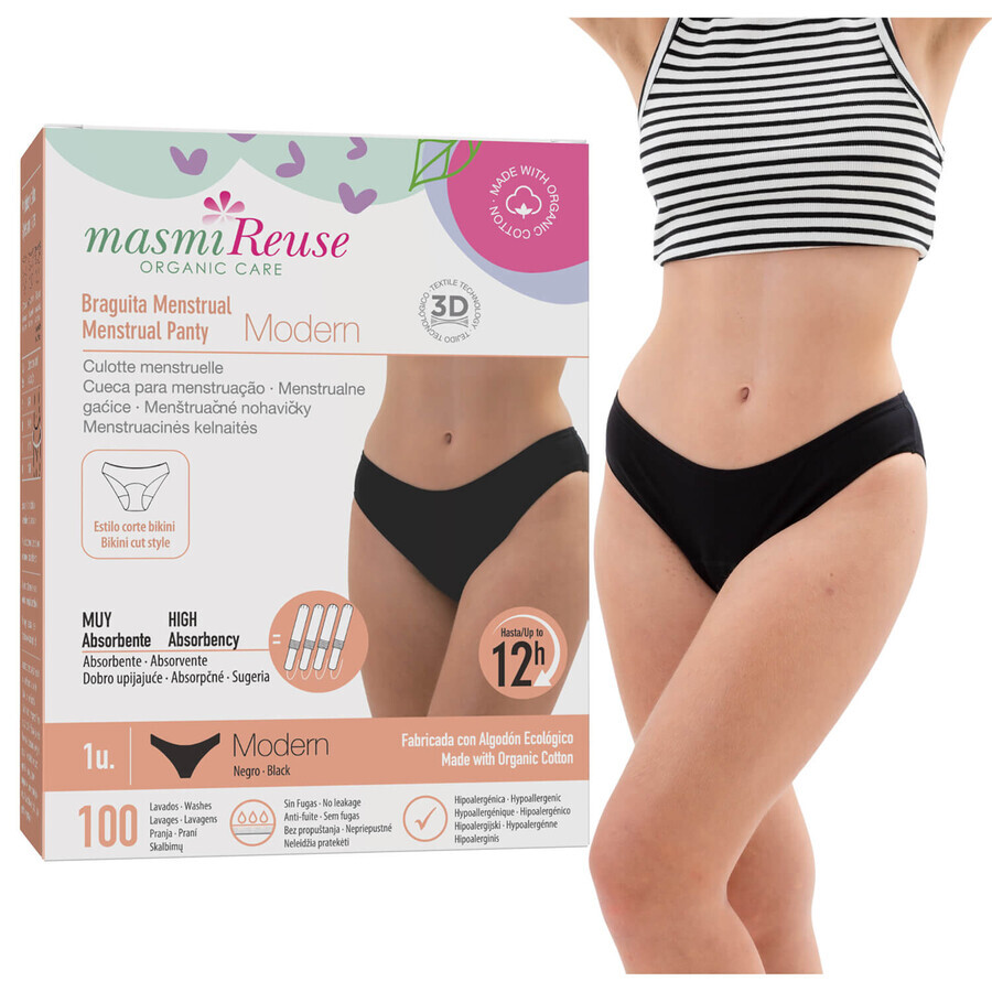 Masmi Modern, slip menstrual, bumbac organic, mărimea XL, 110-118 cm, 1 buc