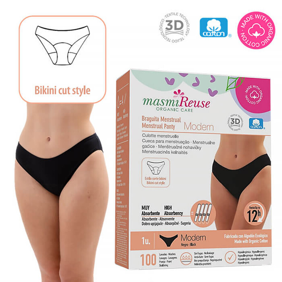 Masmi Modern, slip menstrual, bumbac organic, mărimea XL, 110-118 cm, 1 buc