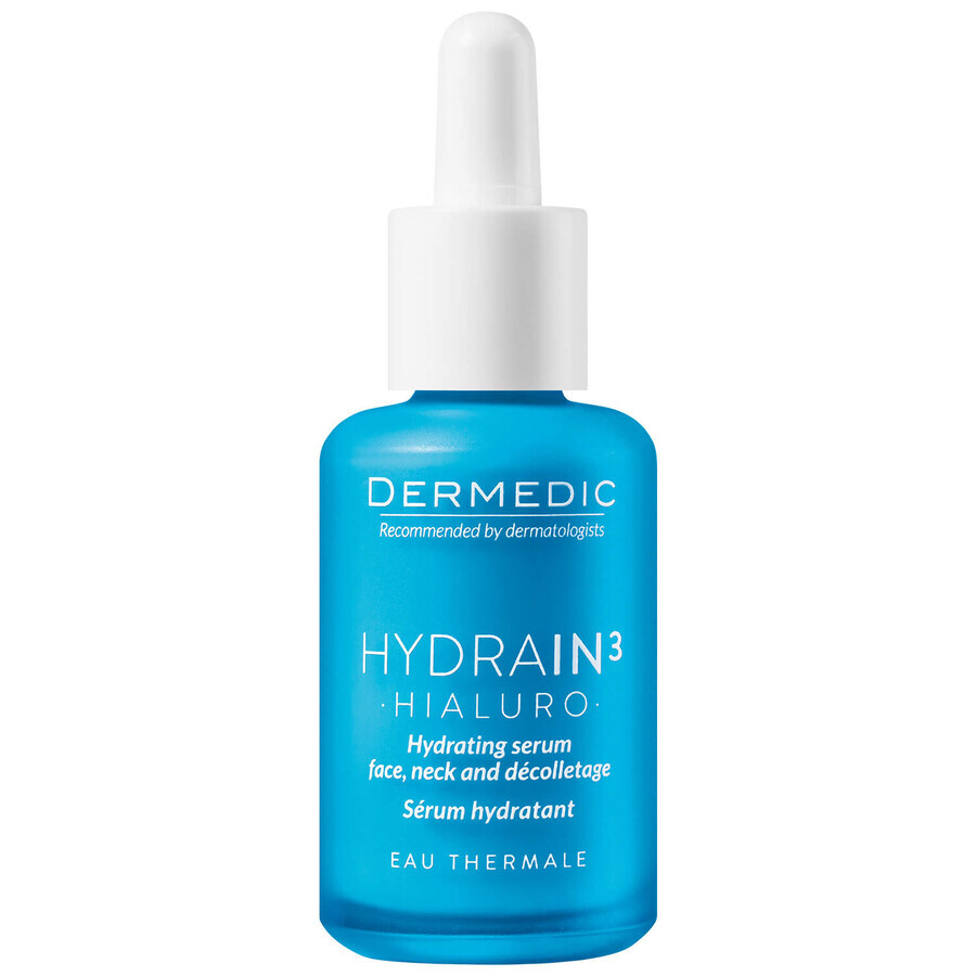 Set Dermedic Hydrain 3 Hialuro, feuchtigkeitsspendendes Serum für Gesicht, Hals und Dekolleté, 30 ml + feuchtigkeitsspendende Tiefencreme 15 ml