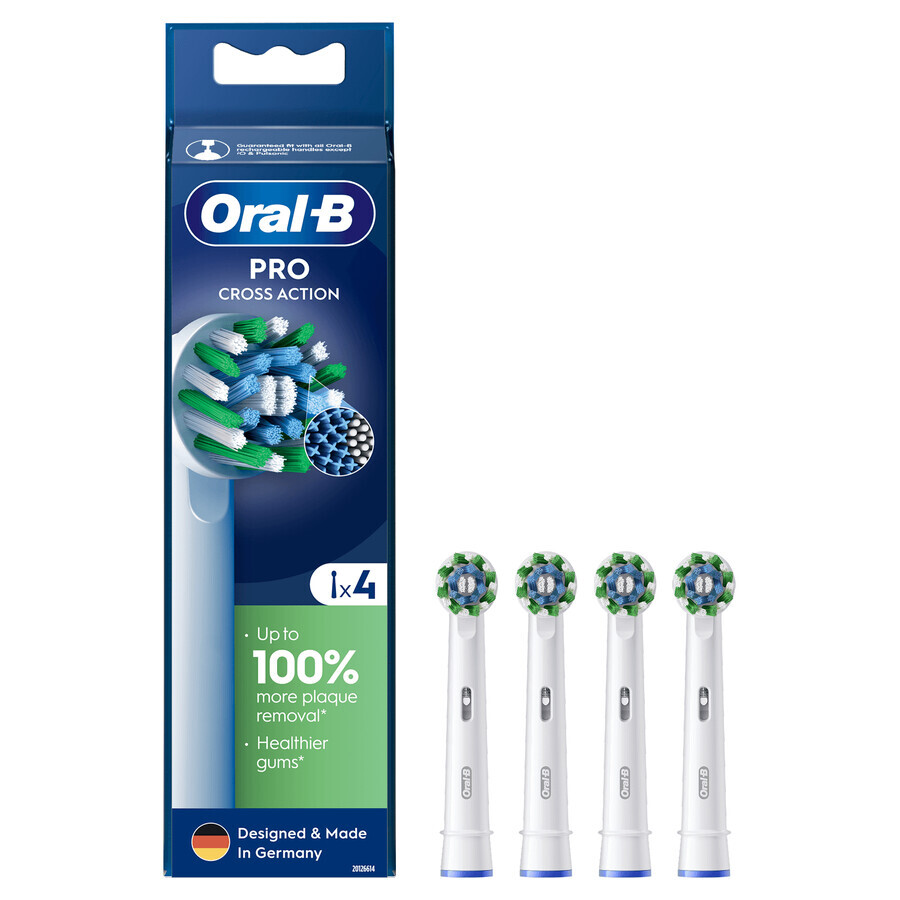 Oral-B Pro Cross Action, Ersatzaufsätze für Clean Maximiser elektrische Zahnbürste, 4 Stück