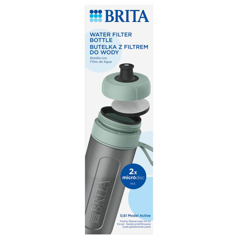 Brita Active, bottle with 0.6 l filter, green + MicroDisc filter, 2 pieces