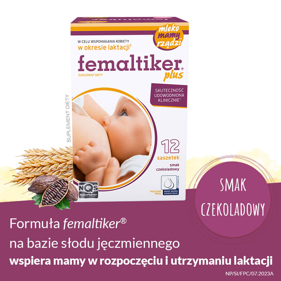 Femaltiker Plus-Packung, Schokoladengeschmack, 2 x 12 Portionsbeutel