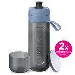 Brita Active, Flasche mit 0,6-Liter-Filter, blau + MicroDisc-Filter, 2 Stück