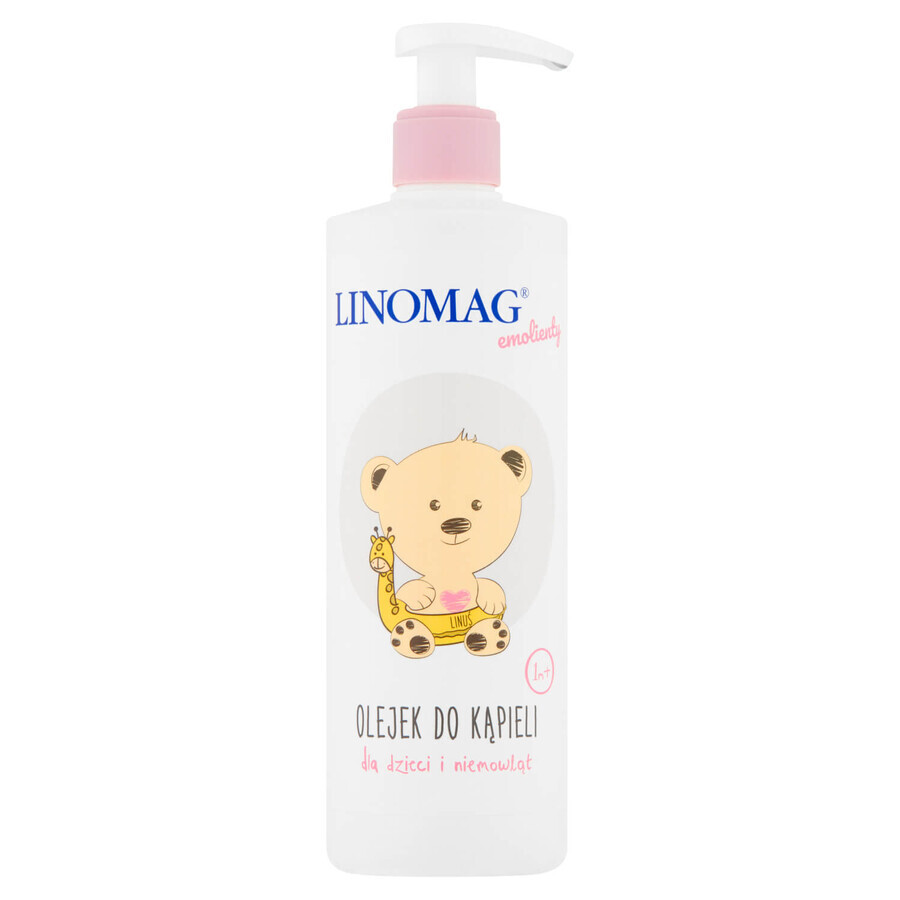 Linomag Emollienti, olio da bagno per neonati e bambini da 1 mese, 400 ml + crema protettiva, 15 ml in omaggio