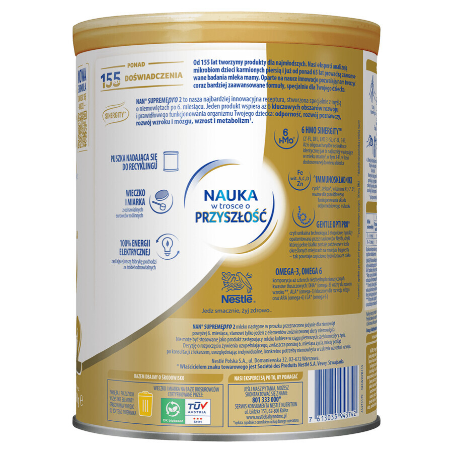 Set Nestle NAN Supremepro 2 HMO, Folgemilch für Säuglinge ab 6 Monaten, 4 x 800 g