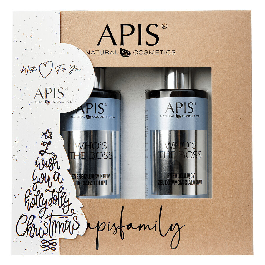 Apis Who's The Boss Set, belebendes 3-in-1 Körper-Duschgel 300 ml + belebende Körper- und Handcreme 300 ml