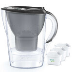 Brita Marella, Kanne mit Filter 2,4 Liter, Graphit + Maxtra Pro Pure Performance Filter, 3 Stück