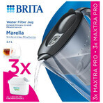 Brita Marella, Kanne mit Filter 2,4 Liter, Graphit + Maxtra Pro Pure Performance Filter, 3 Stück