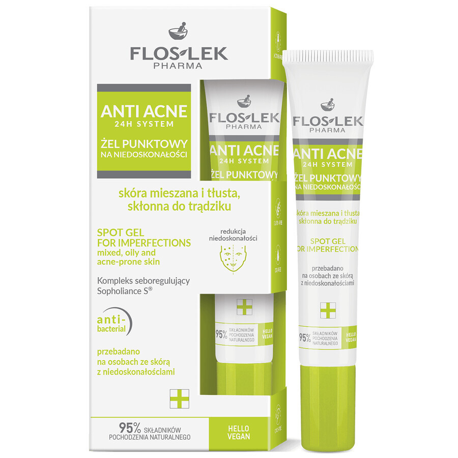 Floslek Pharma Anti Acne 24h, Gel gegen Hautunreinheiten, 20 ml