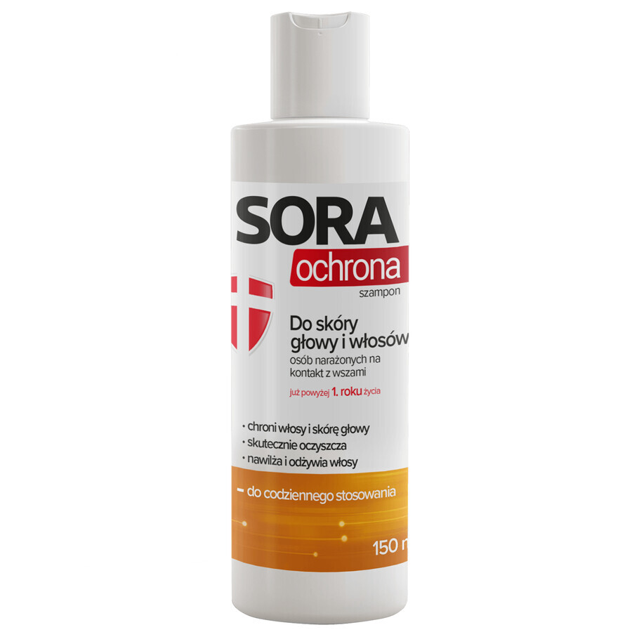 Sora Protection, Kopfhaut- und Haarshampoo für Menschen mit Läusebefall, 150 ml