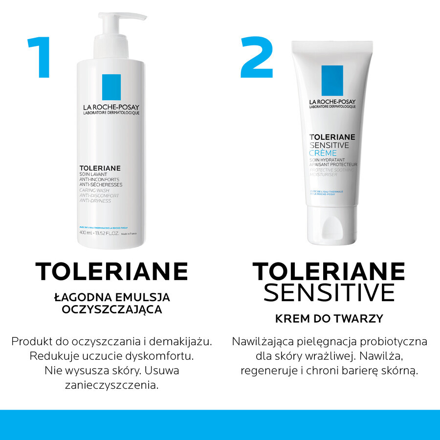 Set La Roche-Posay Toleriane, sanfte Reinigungsemulsion für die empfindliche Gesichtshaut, 400 ml + Sensitive Feuchtigkeitscreme, 40 ml