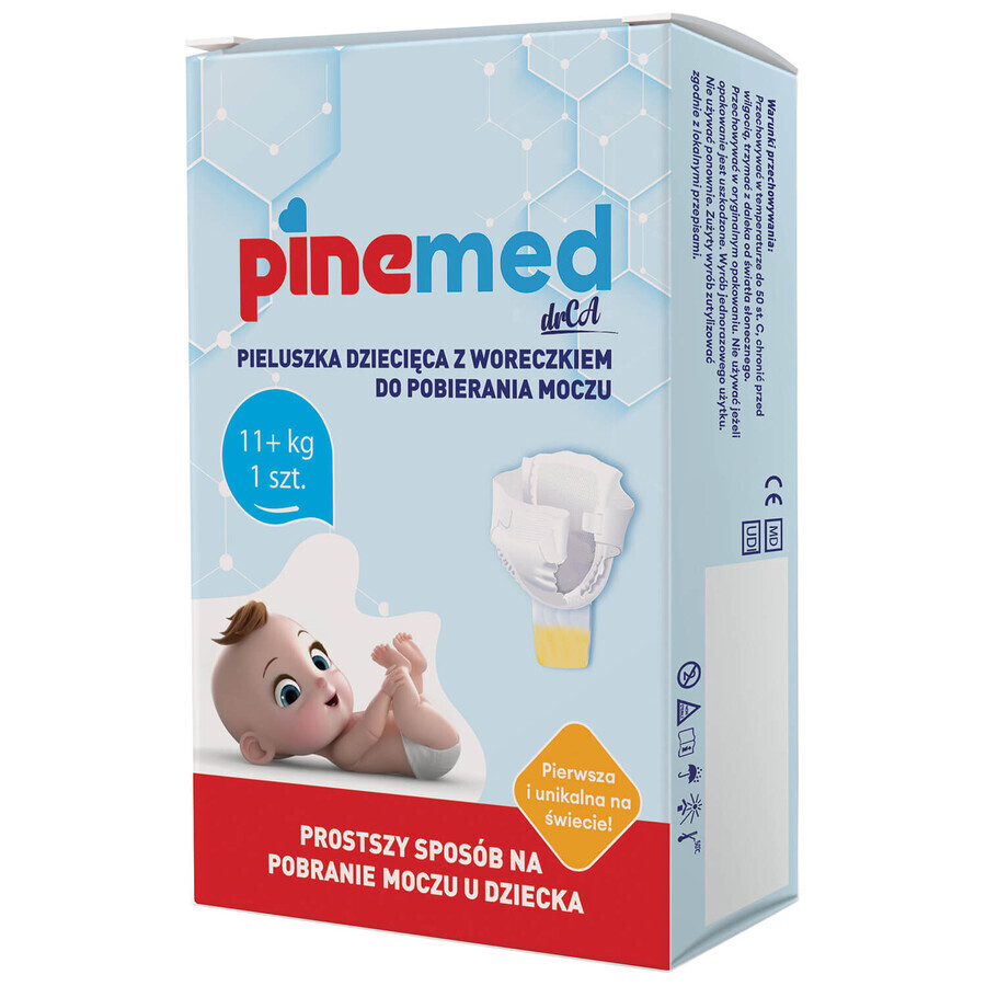 Pinemed, pannolino con sacchetto per la raccolta delle urine, per bambini, 11+ kg