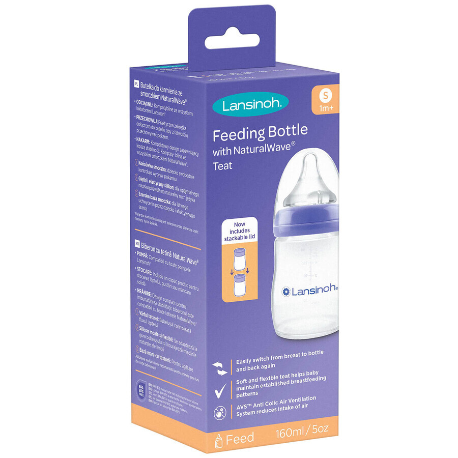 Lansinoh, NaturalWave langsam fließende Flasche, 160 ml