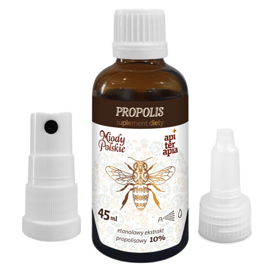 Miody Polskie Propolis, estratto etanolico di propoli 10%, gocce, 45 ml