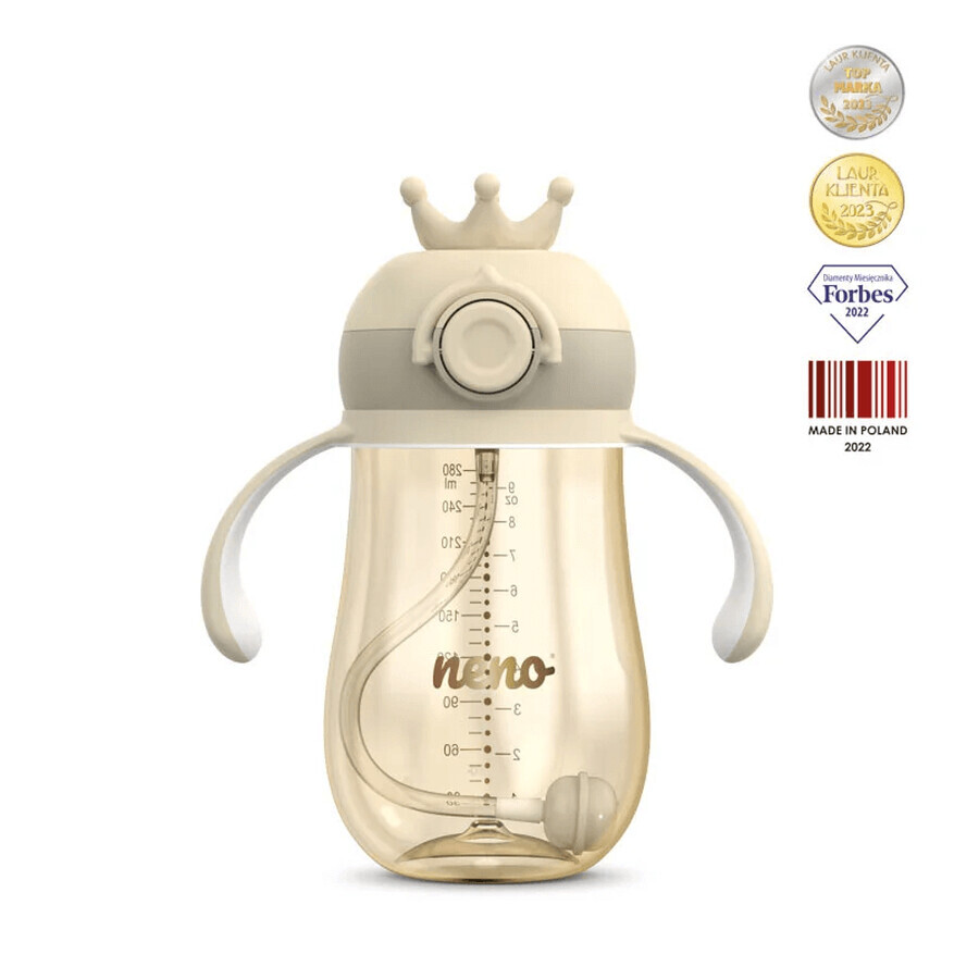 Neno Mio 2, Flasche mit Strohhalm, braun, ab 12 Monaten, 280 ml