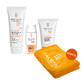 Set Iwostin Solecrin SPF 50+, Schutzemulsion, 100 ml + ultraleichtes unsichtbares Fluid, 40 ml + K&#246;rpercreme-Gel, 200 ml + kostenloses Badetuch