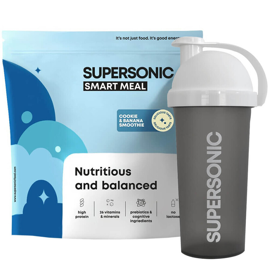 Supersonic Wholesome Smart Meal, Keksgeschmack und Bananen-Smoothie, 1,3 kg + Shaker, 700 ml gratis