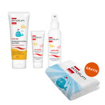 Set Emolium Suncare SPF 50+, Sonnenschutzmittel 50 ml + Sonnenschutzspray 100 ml + Sonnenschutzlotion 125 ml + Badetuch gratis