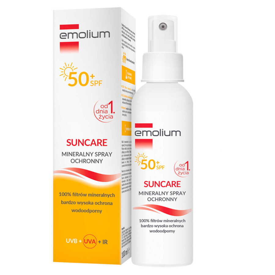 Set Emolium Suncare SPF 50+, Sonnenschutzmittel 50 ml + Sonnenschutzspray 100 ml + Sonnenschutzlotion 125 ml + Badetuch gratis