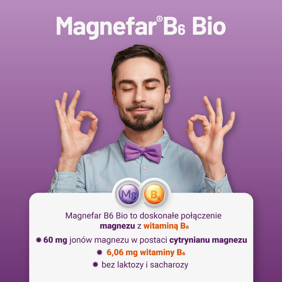 Magnefar B6 Bio 60 mg + 6,06 mg, 60 Filmtabletten