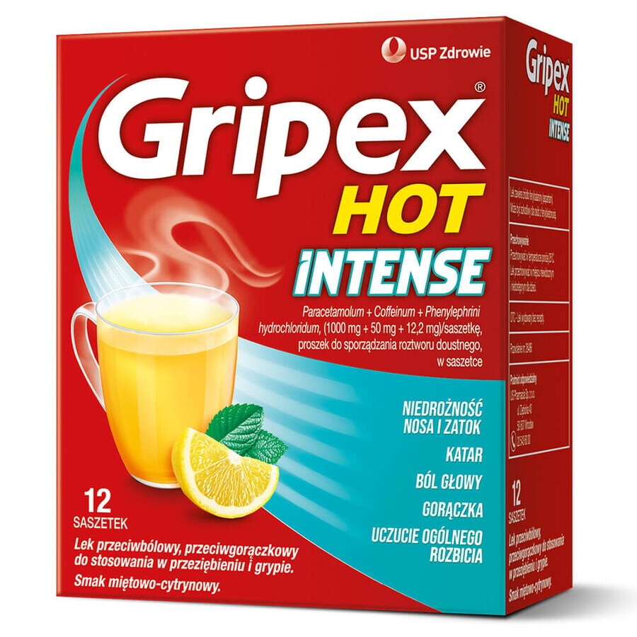 Gripex Hot Intense 1 g + 50 mg + 12,2 mg, 12 sachets