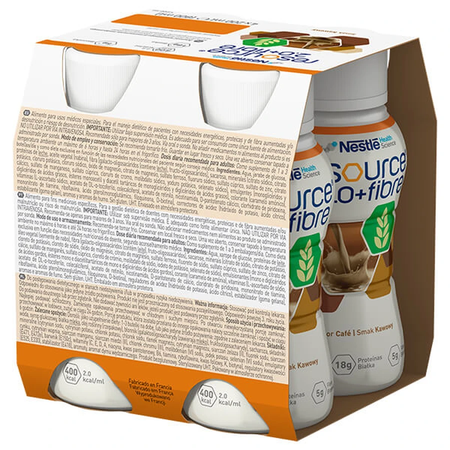 Ressource 2.0 + Ballaststoffe, nährstoffreiche Zubereitung, Kaffeegeschmack, 4 x 200 ml