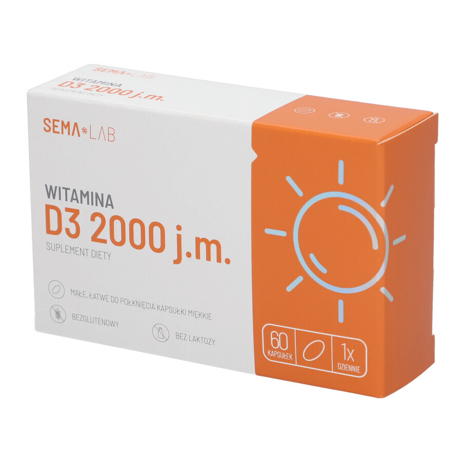 SEMA Lab Vitamin D3 2000 IU, 60 Weichkapseln