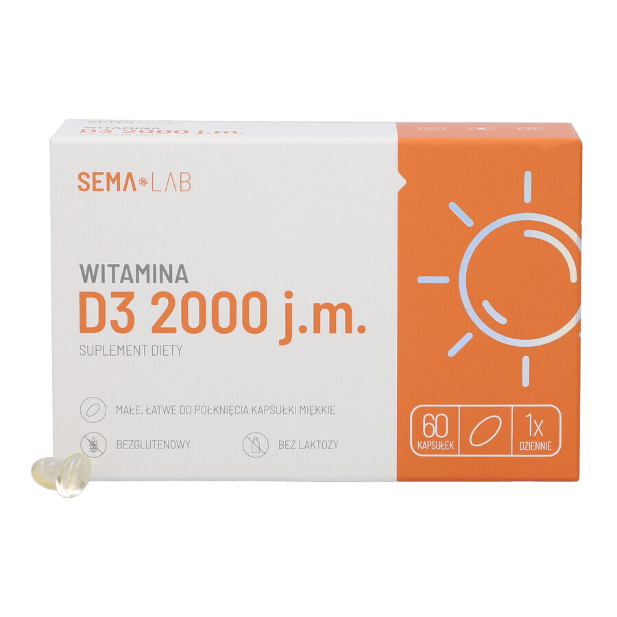 SEMA Lab Vitamin D3 2000 IU, 60 Weichkapseln