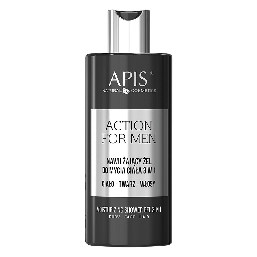 Apis Action For Men Set, 3-in-1 feuchtigkeitsspendendes Körperreinigungsgel 300 ml + nährende Körper- und Handcreme 300 ml