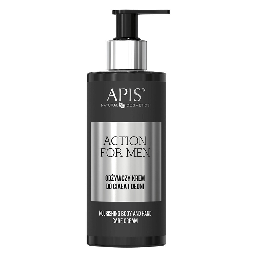 Apis Action For Men Set, 3-in-1 feuchtigkeitsspendendes Körperreinigungsgel 300 ml + nährende Körper- und Handcreme 300 ml