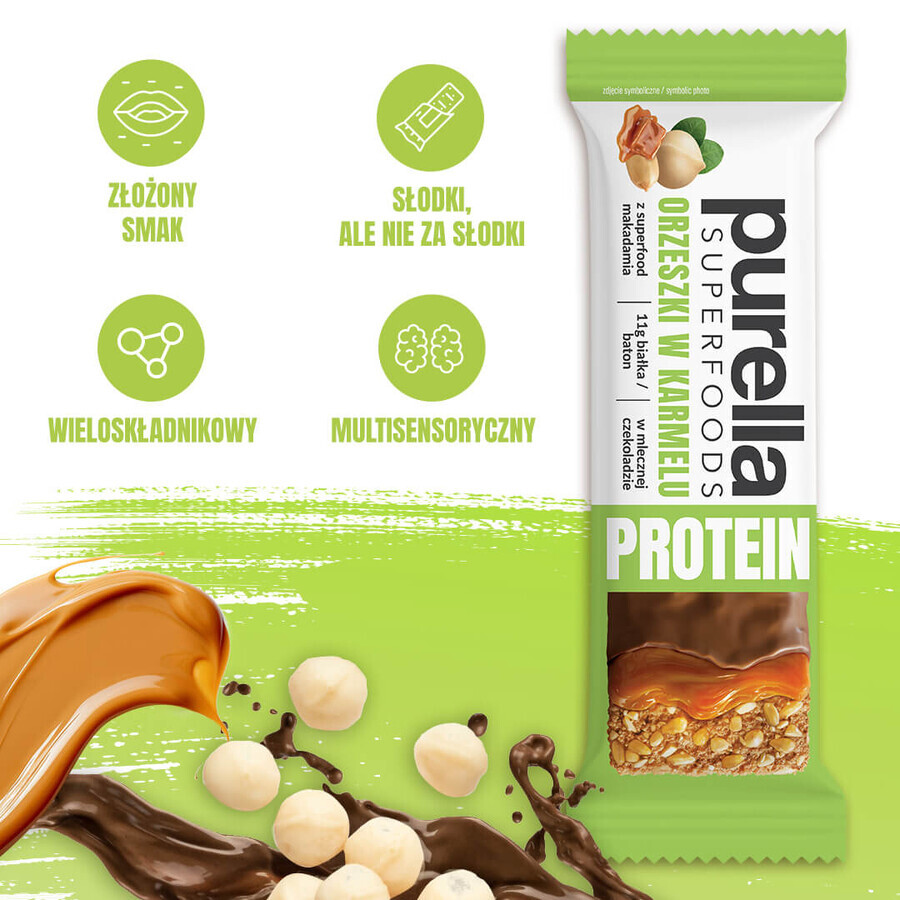 Purella Superfoods Protein, Proteinriegel, Nüsse in Karamell, 45 g