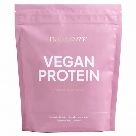 Natu Care Vegan Protein, Eiweiß, weiße Schokolade und Himbeergeschmack, 525 g