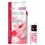 Eveline Cosmetics Nail Therapy 6in1, konzentrierter Balsam zur Verbesserung der Nagelfarbe, Rose, 5 ml